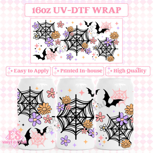 Floral Web - 16oz Beer Can / Libbey UV-DTF image 0