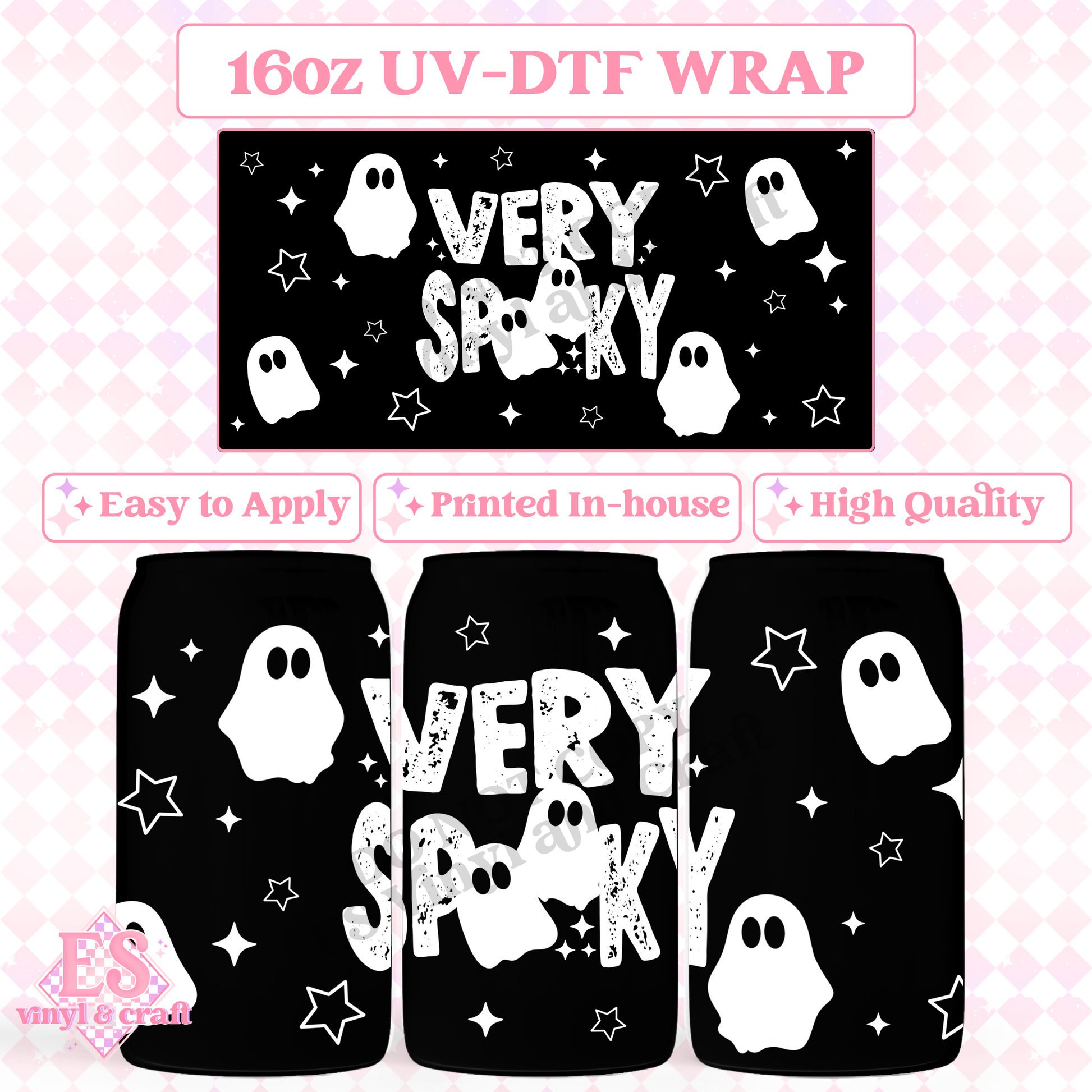 Very Spooky - 16oz Beer Can / Libbey UV-DTF Transfer image 0