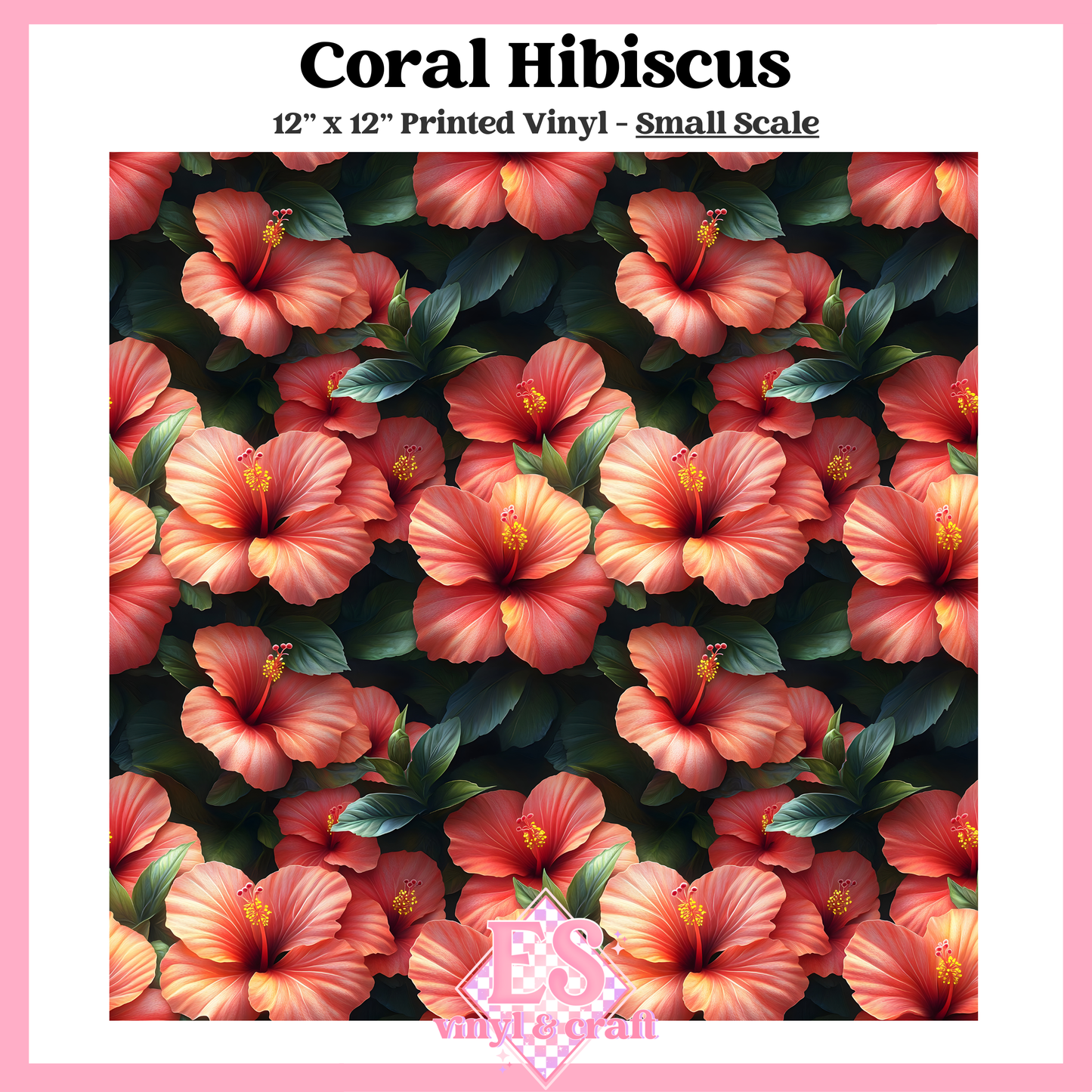Coral Hibiscus - Small or Large Scale Options - 12" x 12" Sheet image 1