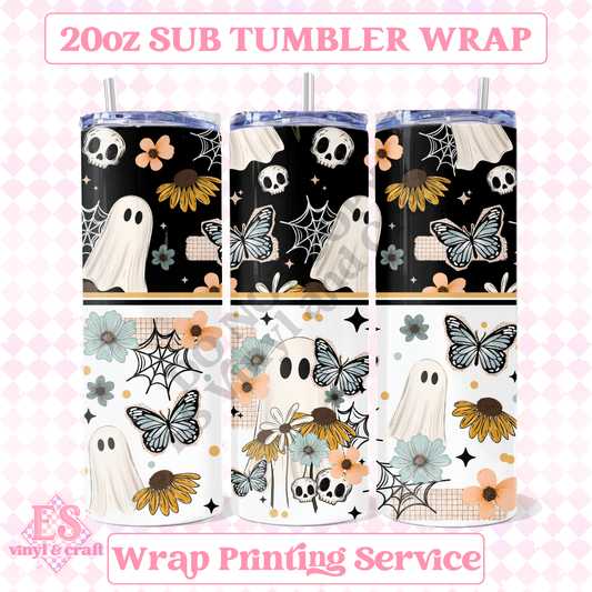 Floral Ghost - Full 20oz Tumbler Sublimation Print image 0