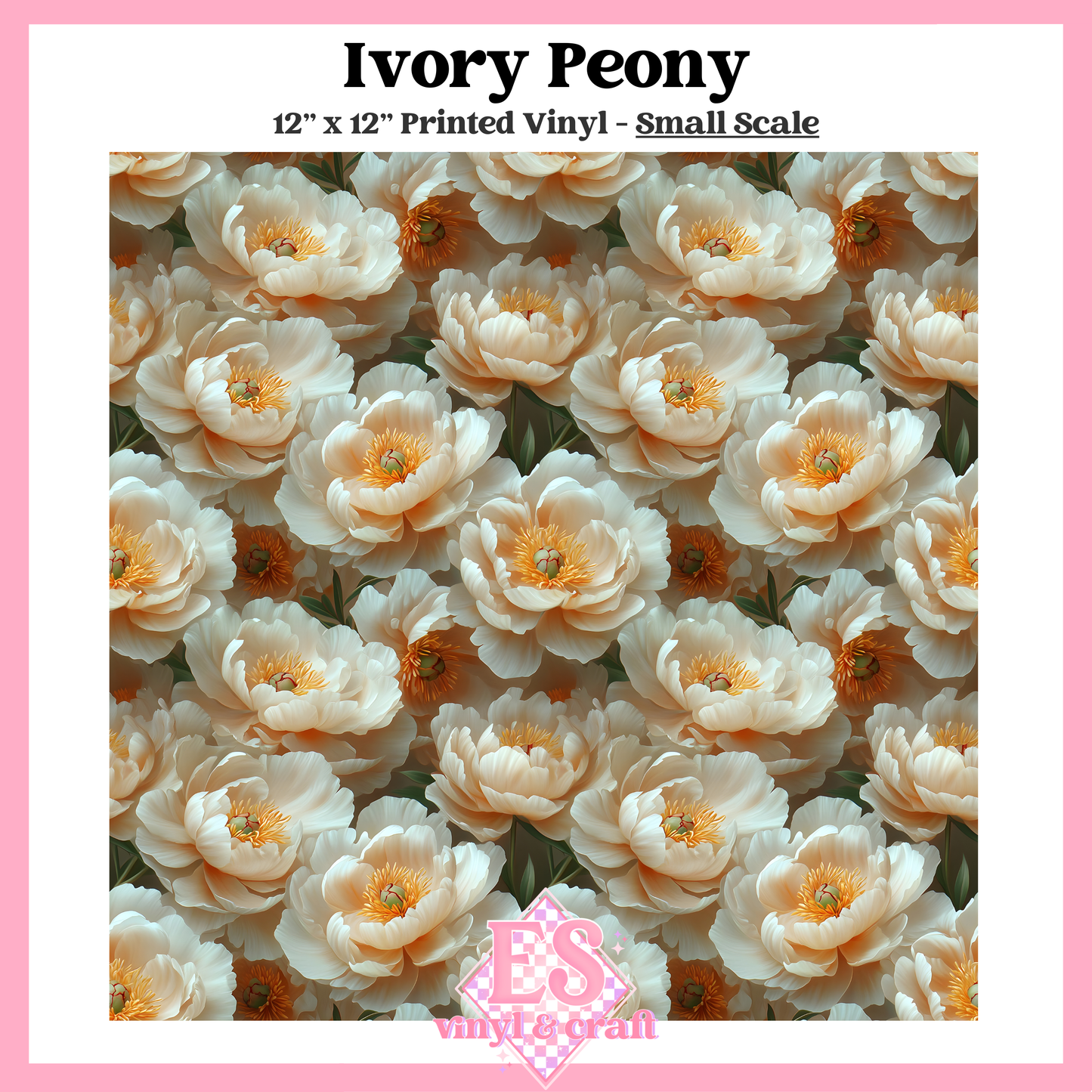 Ivory Peony - Small or Large Scale Options - 12" x 12" Sheet image 1