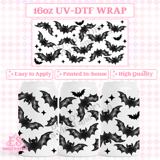 Bats and Stars - 16oz Beer Can / Libbey UV-DTF Transfer image 0