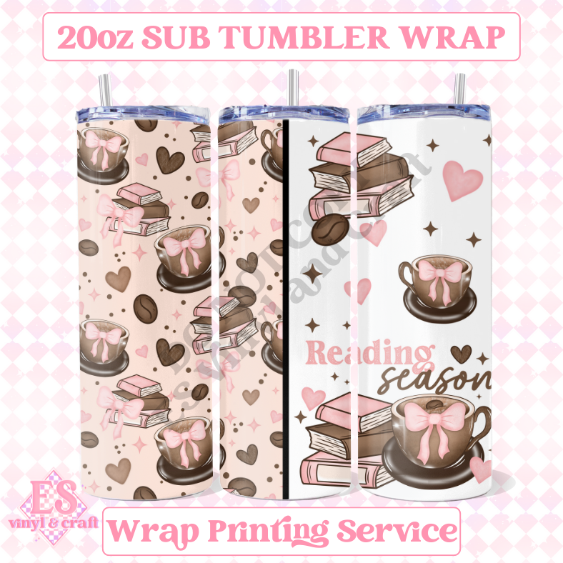 Reading Season - Full 20oz Tumbler Sublimation Ready Print image 0