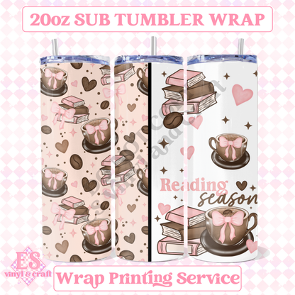 Reading Season - Full 20oz Tumbler Sublimation Ready Print image 0