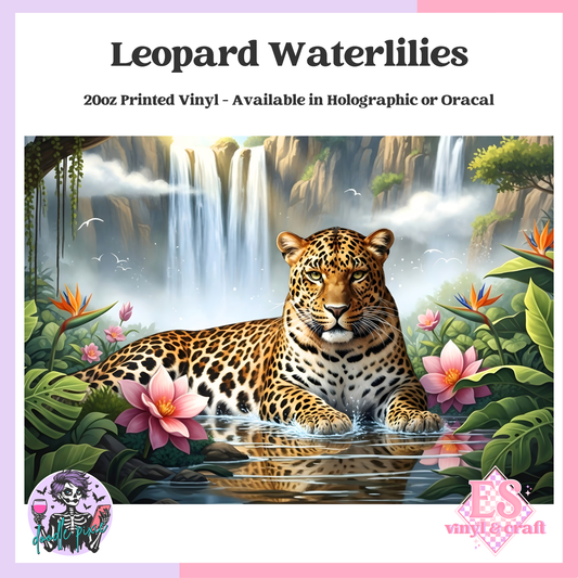 Leopard Waterlilies - 20oz Printed Tumbler Self Adhesive Vinyl image 0