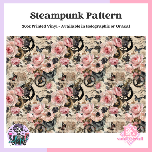 Steampunk Pattern - 20oz Printed Tumbler Self Adhesive Vinyl image 0