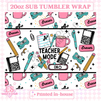 Teacher Mode - Full 20oz Tumbler Sublimation Print image 1