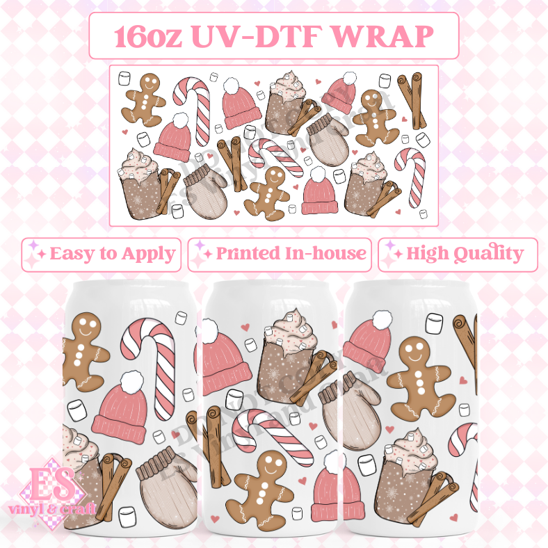Cozy Gingerbread - 16oz Beer Can / Libbey UV-DTF Transfer image 0