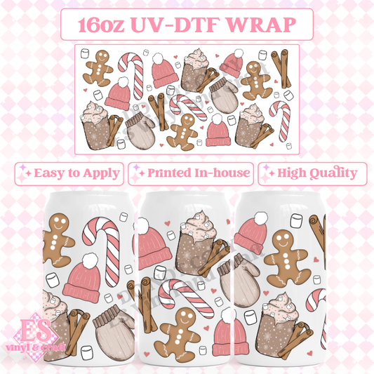Cozy Gingerbread - 16oz Beer Can / Libbey UV-DTF Transfer image 0