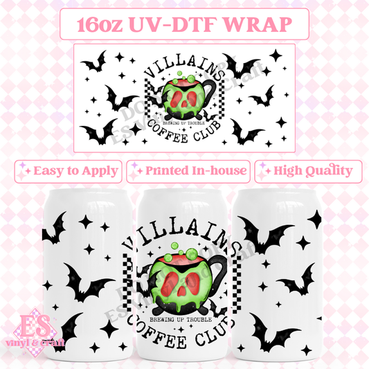 Villains Coffee Club - 16oz Beer Can / Libbey UV-DTF Transfer image 0