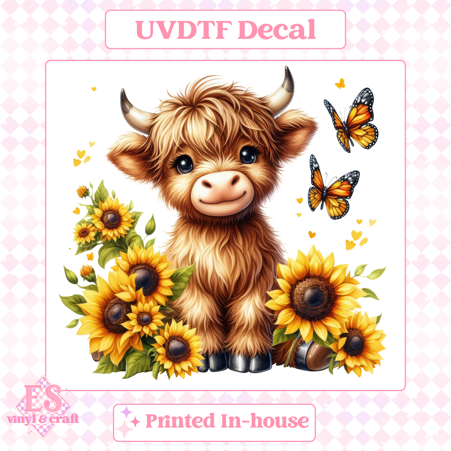 Sunflower Highland Cows - UV-DTF Decal Transfer image 8
