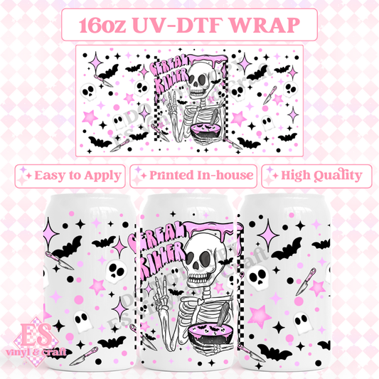 Cereal Killer - 16oz Beer Can / Libbey UV-DTF image 0