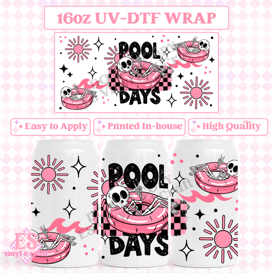 Pool Days Blue - 16oz Beer Can / Libbey UV-DTF Transfer image 0