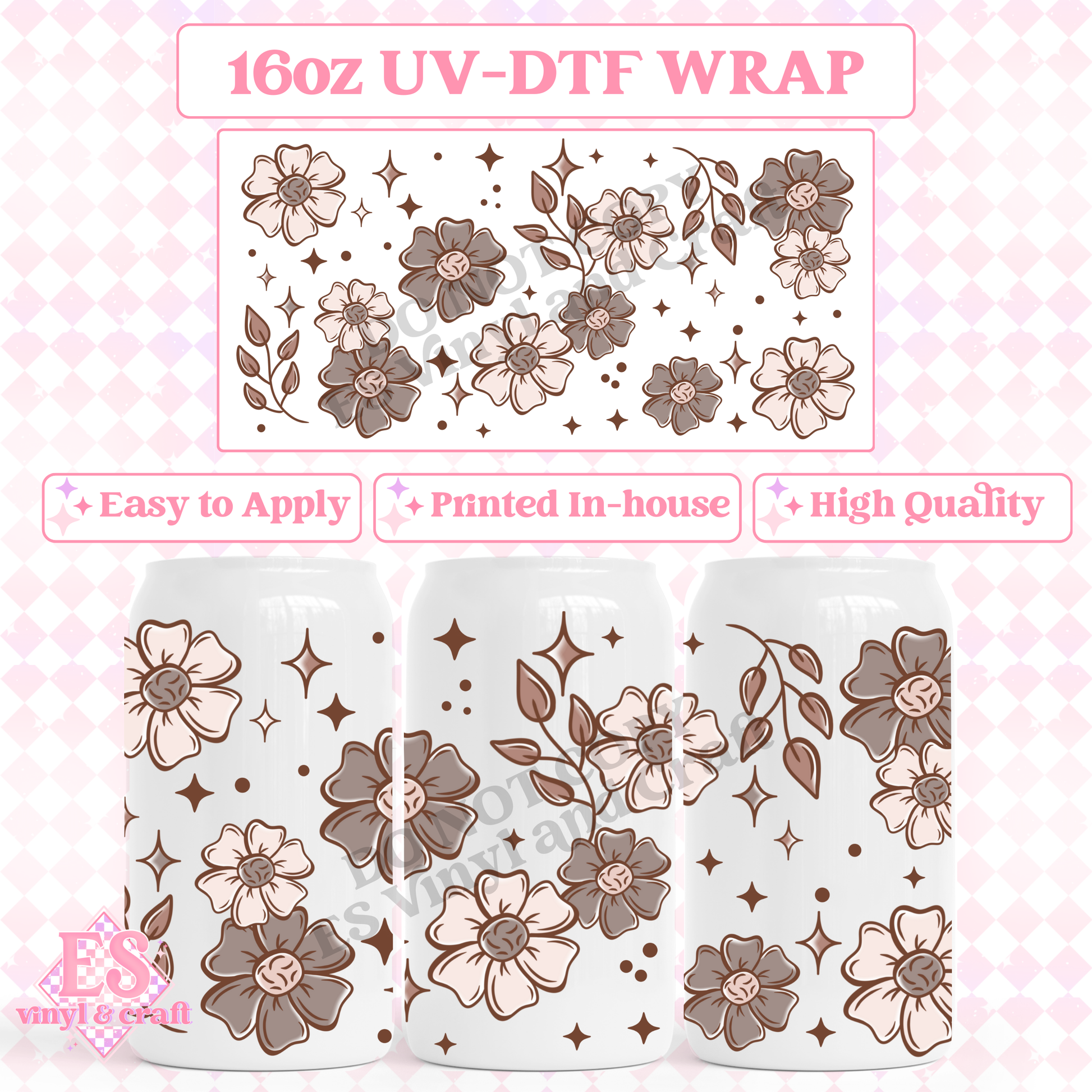 Spring Florals - 16oz Beer Can / Libbey UV-DTF Transfer image 0