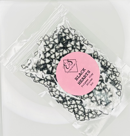 Black Hearts - Polymer Clay Slices image 0