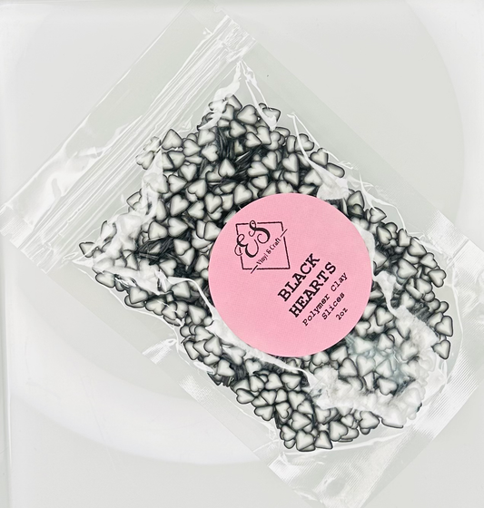 Black Hearts - Polymer Clay Slices image 0