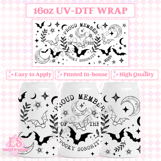 Spooky Sorority White Can - 16oz Beer Can / Libbey UV-DTF Transfer image 0