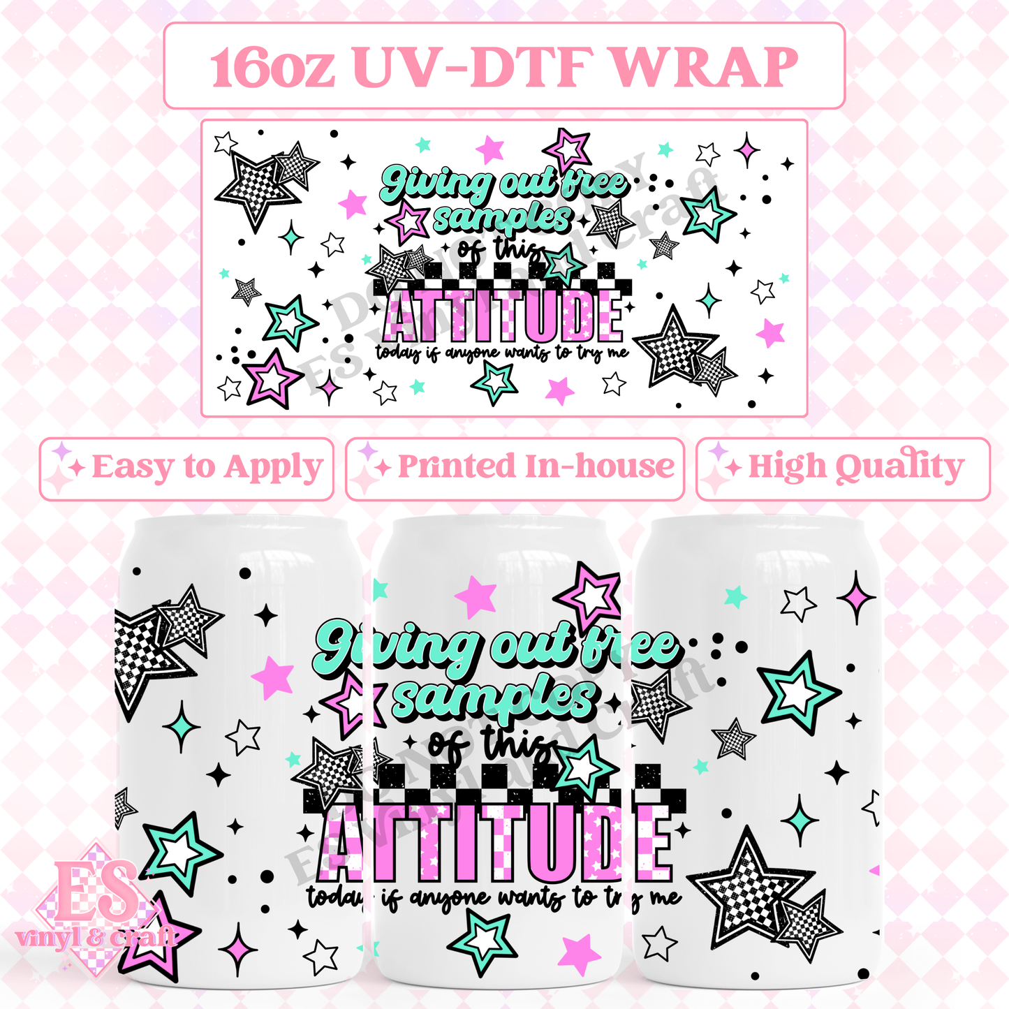 Free Samples - 16oz Beer Can / Libbey UV-DTF Transfer image 0