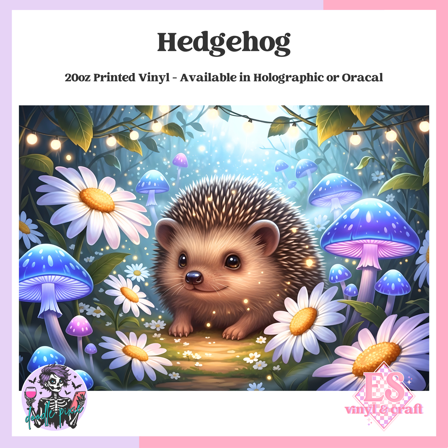 Hedgehog - 20oz Printed Tumbler Self Adhesive Vinyl image 0