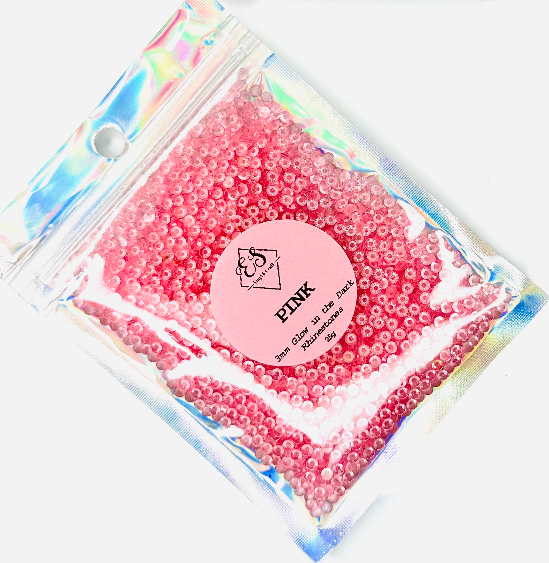 Pink - Glow in the Dark Resin Rhinestones (3mm, 4mm & 5mm) image 0