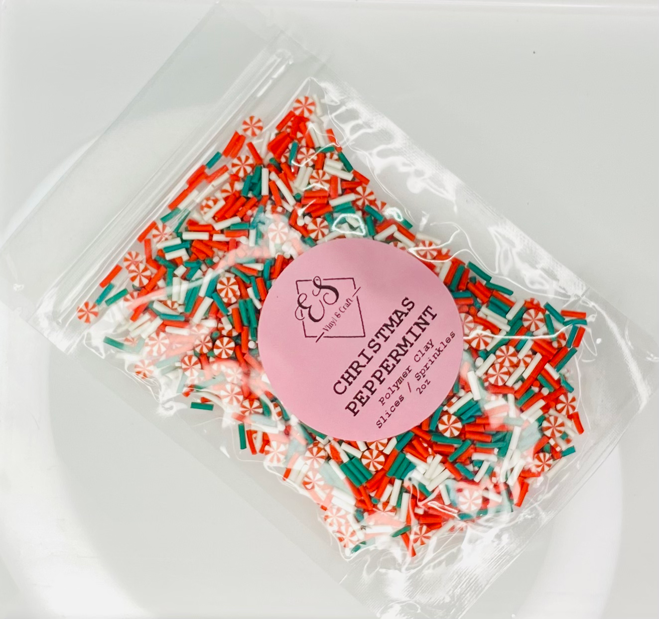 Christmas Peppermint - Polymer Clay Confetti image 0