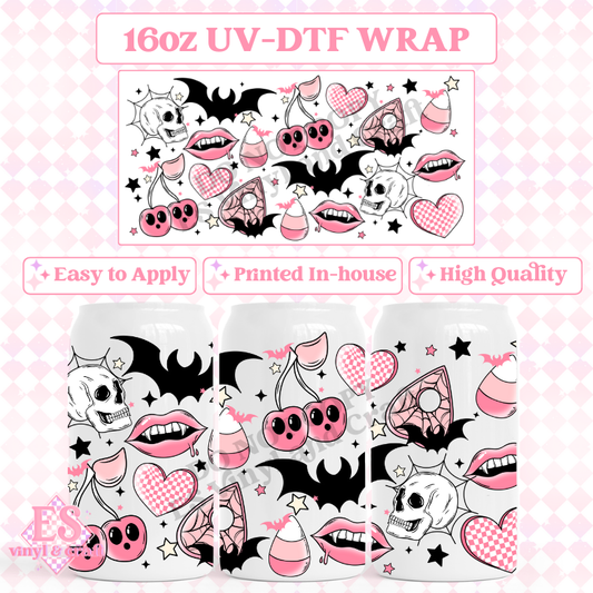 Spooky Doodles - 16oz Beer Can / Libbey UV-DTF image 0