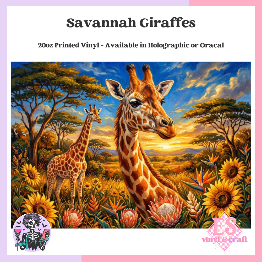 Savannah Giraffes - 20oz Printed Tumbler Self Adhesive Vinyl