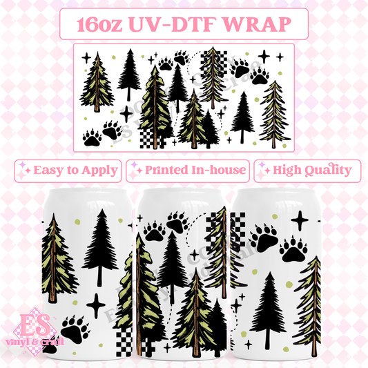Trees - 16oz Beer Can / Libbey UV-DTF Transfer image 0