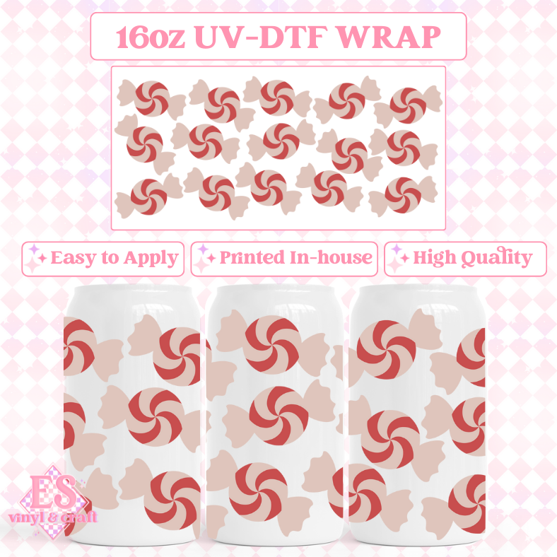 Peppermint Candy - UVDTF 16oz Libbey Can Wrap image 0