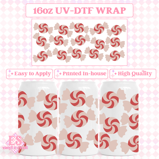 Peppermint Candy - UVDTF 16oz Libbey Can Wrap image 0