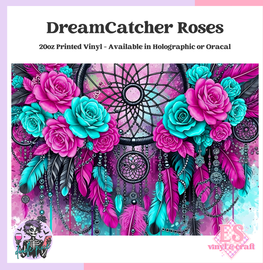 Dreamcatcher Roses - 20oz Printed Tumbler Self Adhesive Vinyl image 0