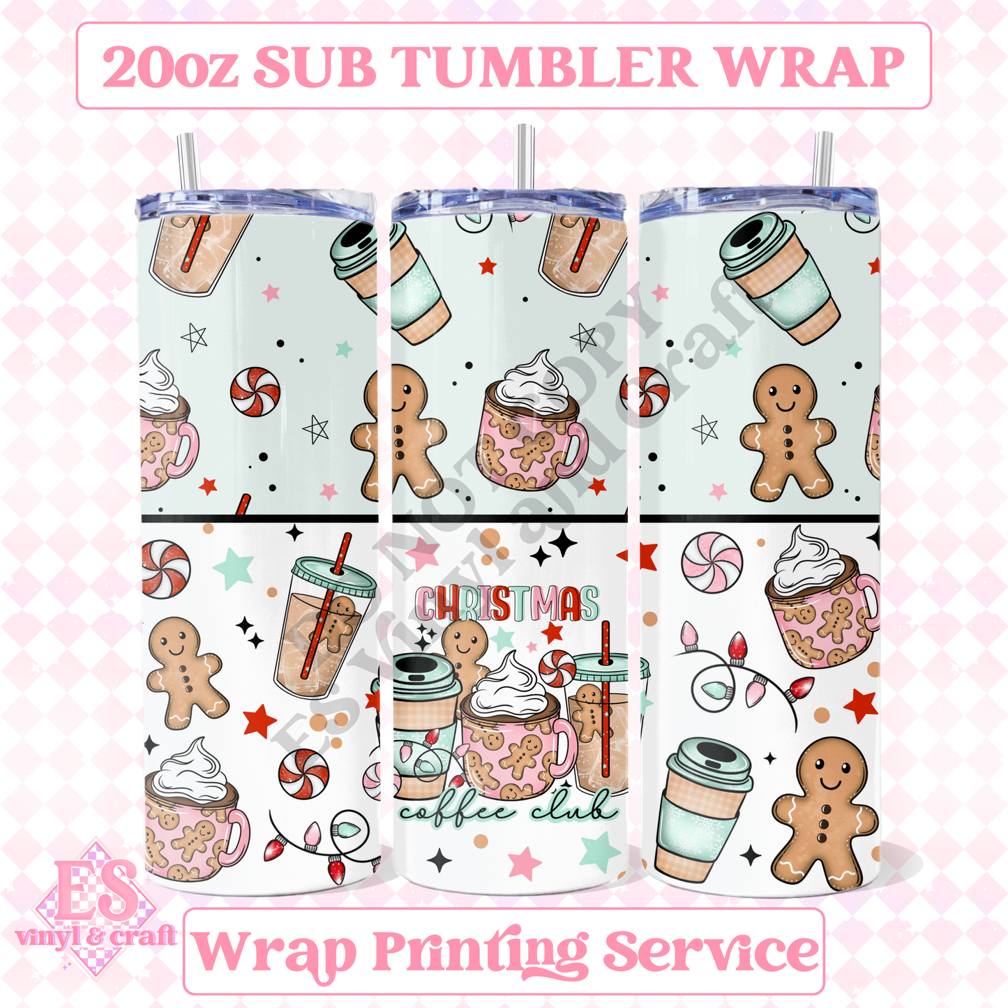 Christmas Coffee Club - Full 20oz Tumbler Sublimation Print image 0