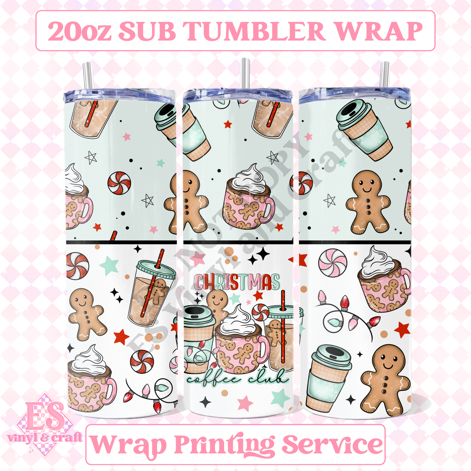 Christmas Coffee Club - Full 20oz Tumbler Sublimation Print image 0