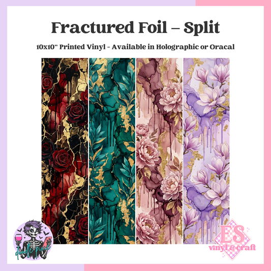 Fractured Foil - Split - 10" x 10" Self Adhesive Vinyl (Oracal or Holo)