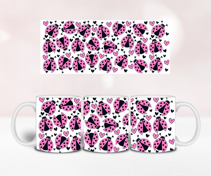 Pink Ladybird Seamless - Pre Printed Sublimation 11oz or 20oz Wrap image 1