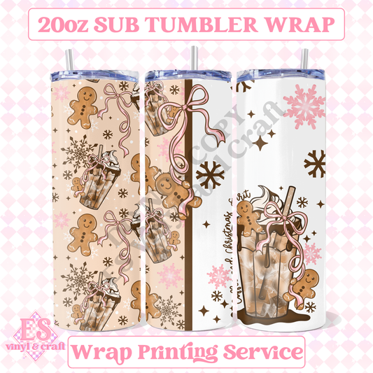 Gingerbread Bow - Full 20oz Tumbler Sublimation Print image 0