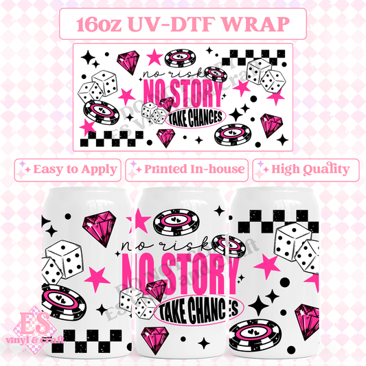 Take Chances - 16oz Beer Can / Libbey UV-DTF image 0