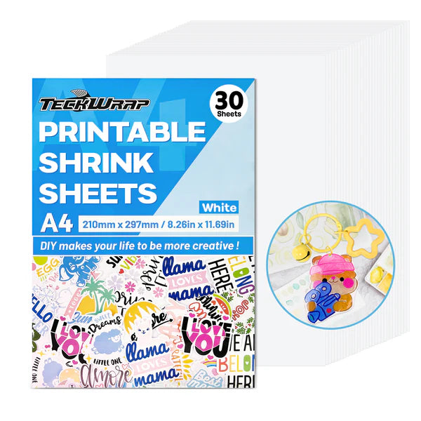Teckwrap Printable Shrink Sheets - White (Pens or Inkjet Printer) image 1