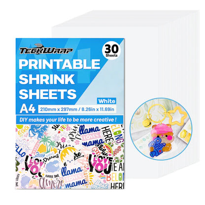 Teckwrap Printable Shrink Sheets - White (Pens or Inkjet Printer) image 1