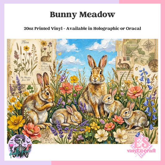 Bunny Meadow - 20oz Printed Tumbler Self Adhesive Vinyl