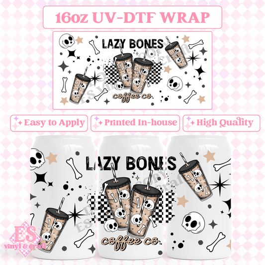 Lazy Bones - 16oz Beer Can / Libbey UV-DTF Transfer image 0