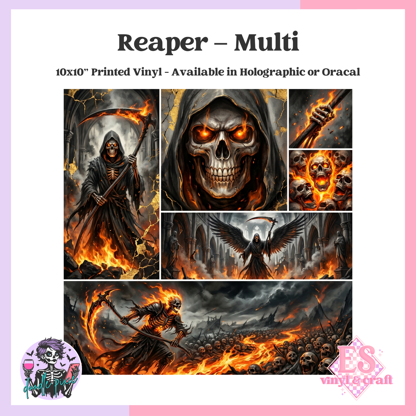 Reaper - Multi - 10" x 10" Self Adhesive Vinyl (Oracal or Holo)