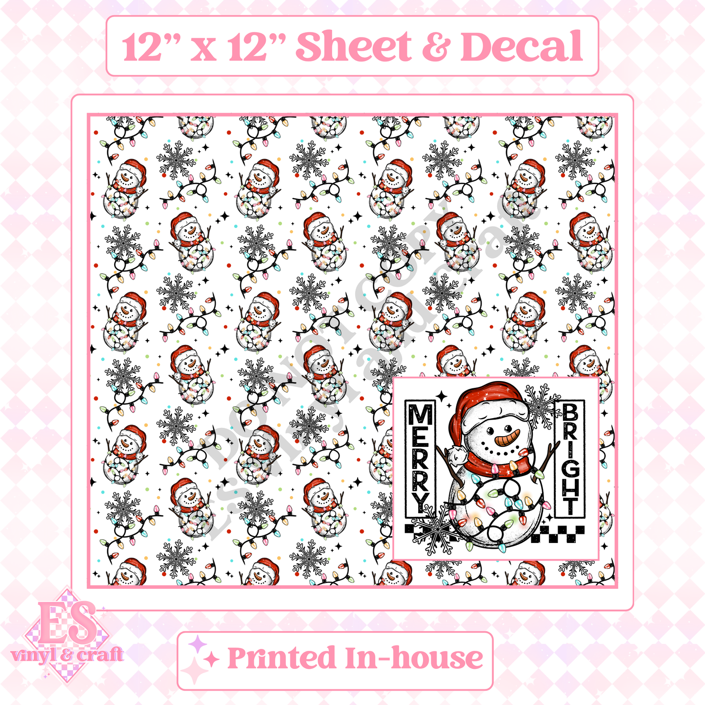 Merry and Bright Snowman - 12" x 12" Sheet (Various Options) image 3