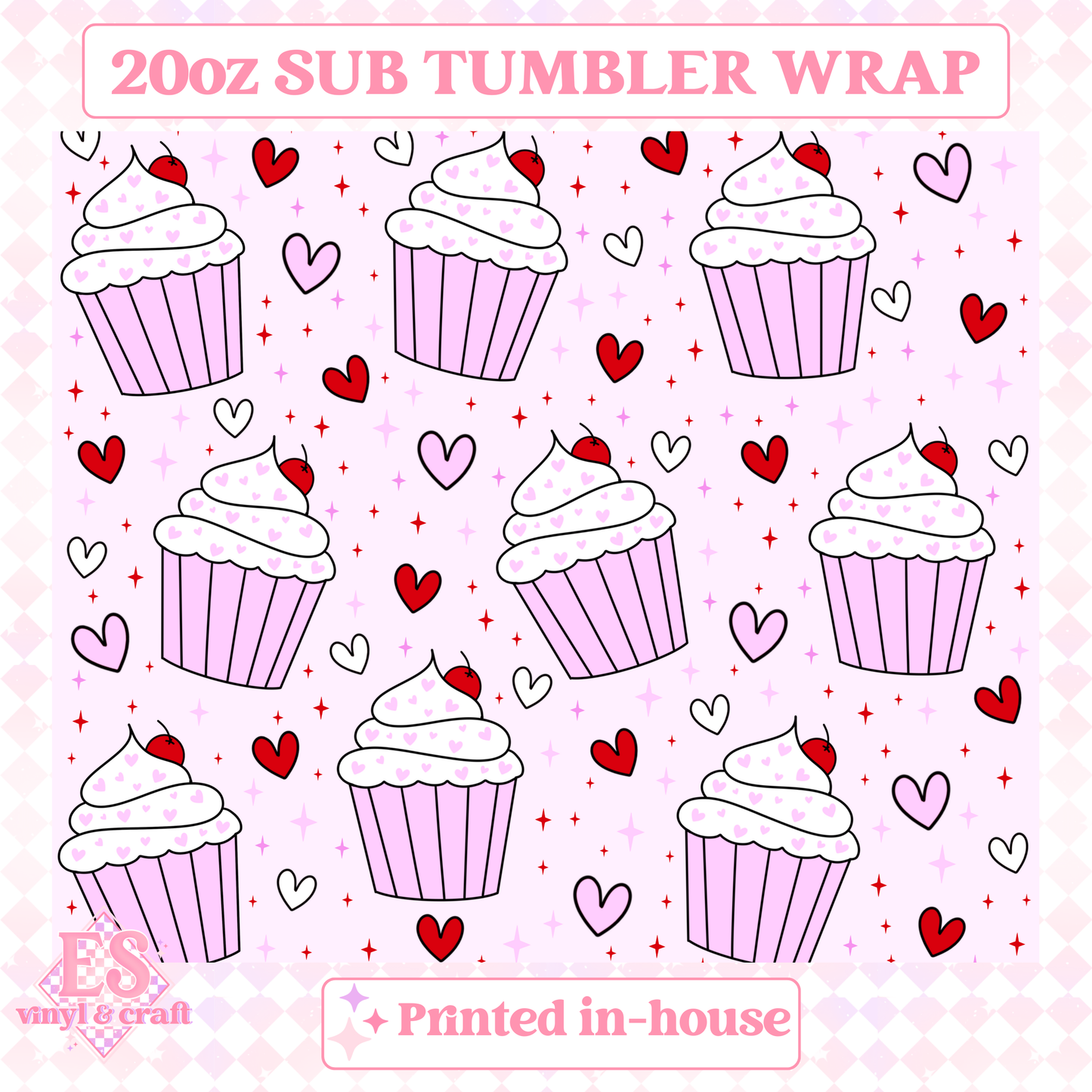 Cupcakes - Full 20oz Tumbler Sublimation Print image 1
