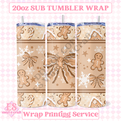 Gingerbread Bow - Full 20oz Tumbler Sublimation Print image 0