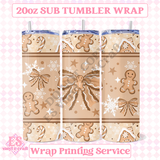 Gingerbread Bow - Full 20oz Tumbler Sublimation Print image 0