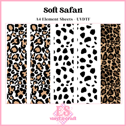 Soft Safari - UVDTF Element Sheet (A4 Sheet)