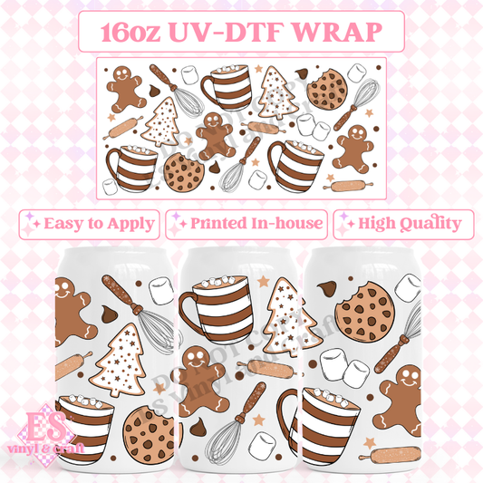 Christmas Baking - 16oz Beer Can / Libbey UV-DTF image 0