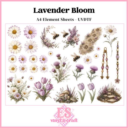 Lavender Bloom - UVDTF Element Sheet (A4 Sheet)