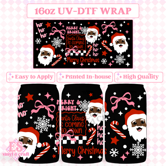 Santa Claus is Coming to Town - 16oz Beer Can / Libbey UV-DTF Transfer image 0